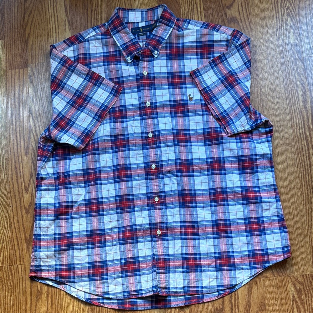 Ralph Lauren Men's Plaid Button-Down Shirt - Red & Blue